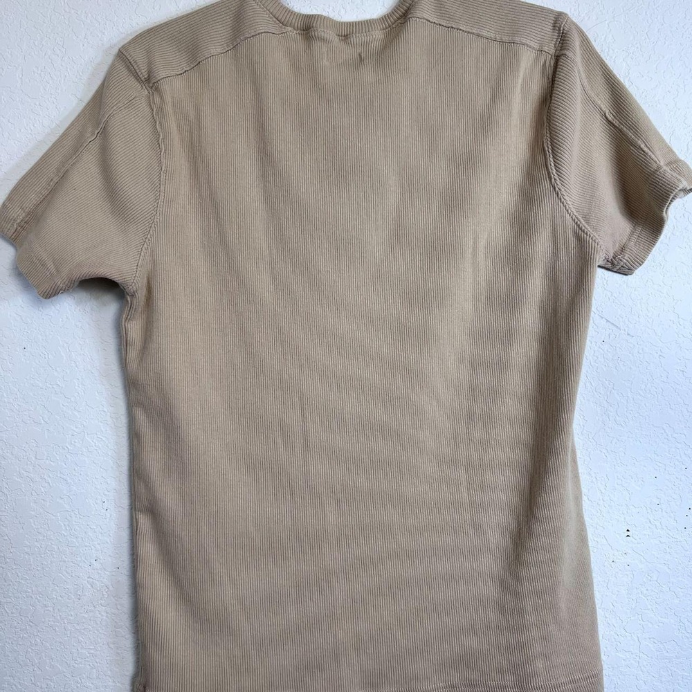 Vintage GUESS Beige Ribbed V Neck Baby Tee Size M Y2K 90s - Picture 4 of 7